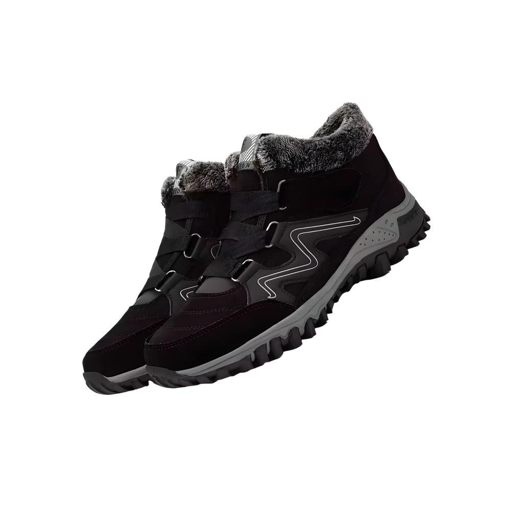 Bottines d'hiver chaudes doublées en polaire -Noir - Ozerty