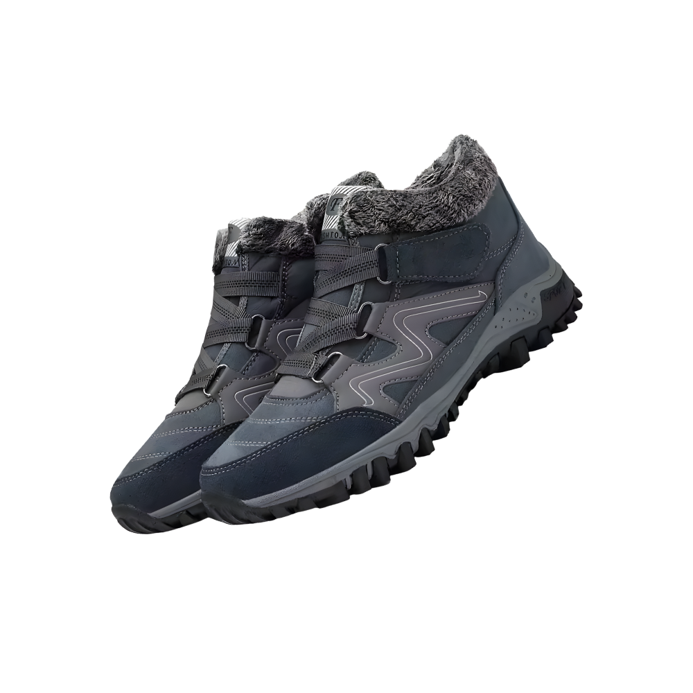 Bottines d'hiver chaudes doublées en polaire -Bleu et gris - Ozerty