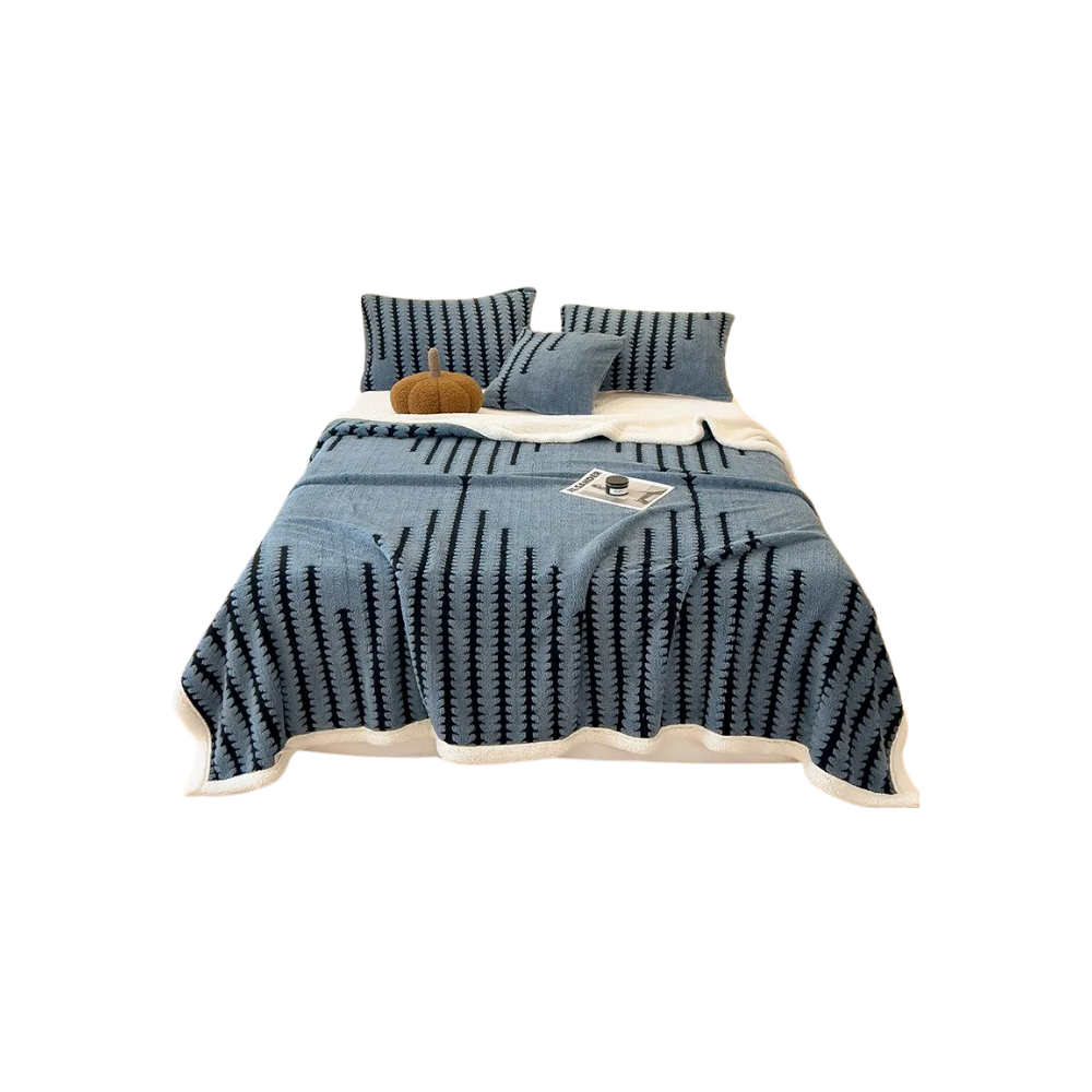 Couverture d'hiver molletonnée et moelleuse -Bleu - Ozerty