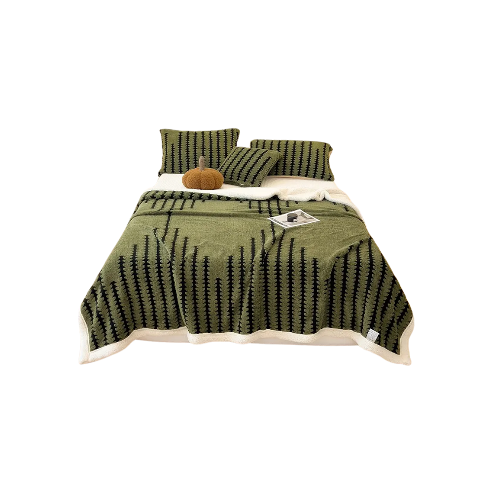 Couverture d'hiver molletonnée et moelleuse -Vert - Ozerty