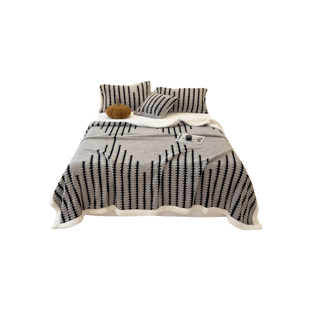 Couverture d'hiver molletonnée et moelleuse -Gris clair - Ozerty