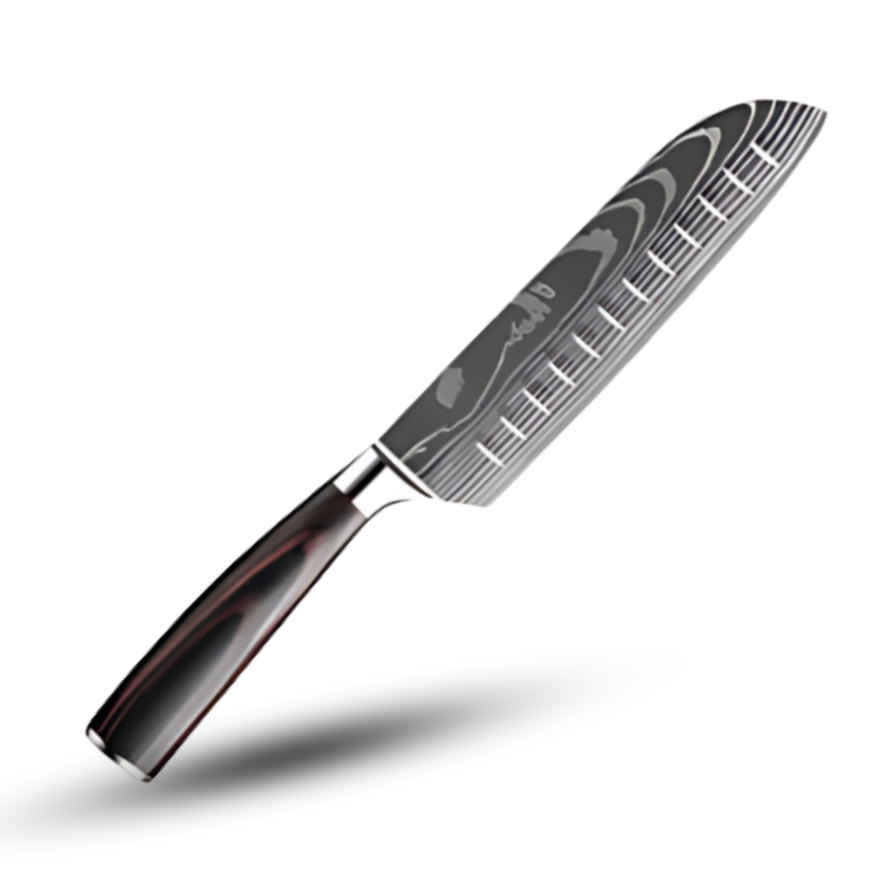 Couteau japonais en bois de Pakka -Grand Couteau Santoku 18 cm - Ozerty