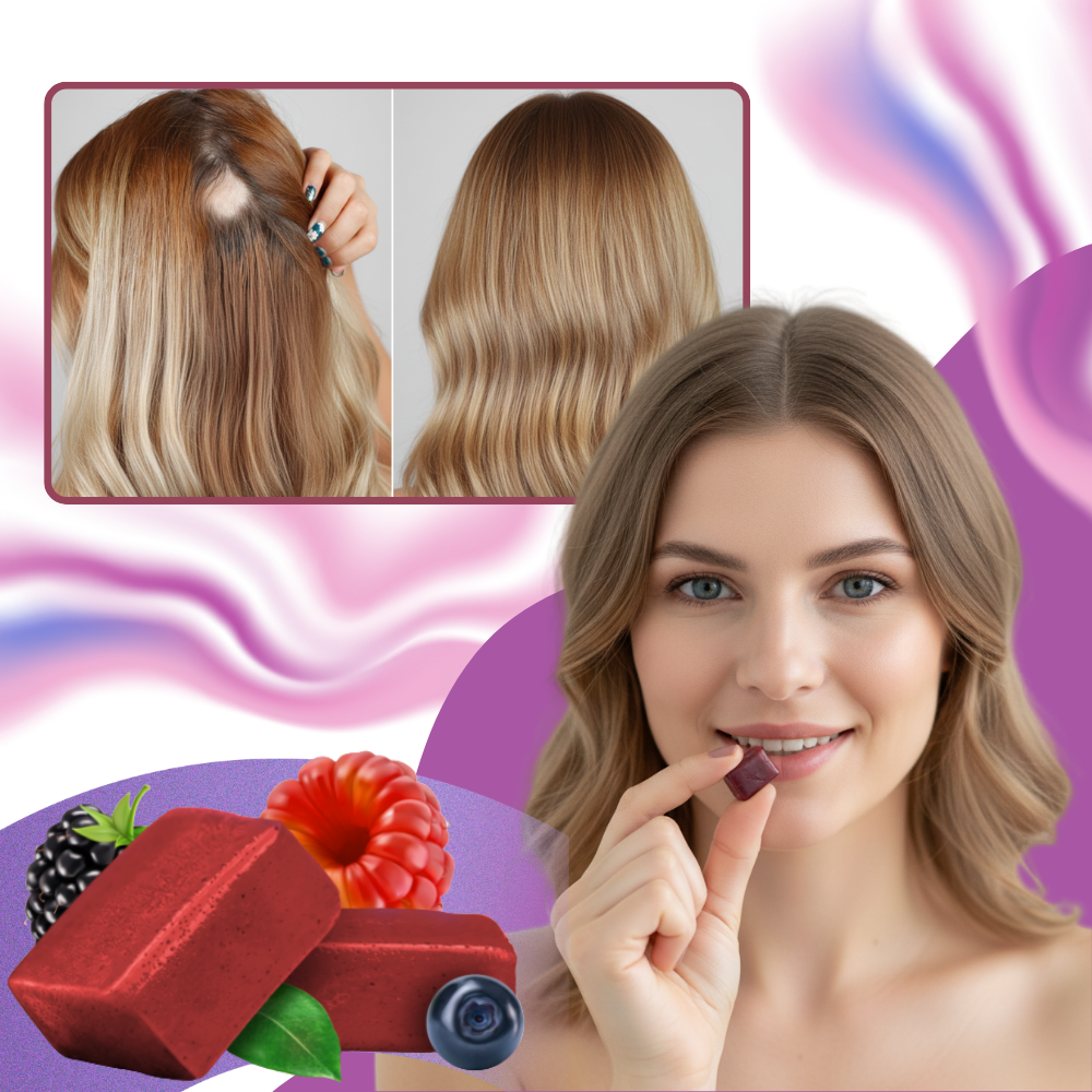 Gummies fruités et enrichis à la biotine pour cheveux - Ozerty