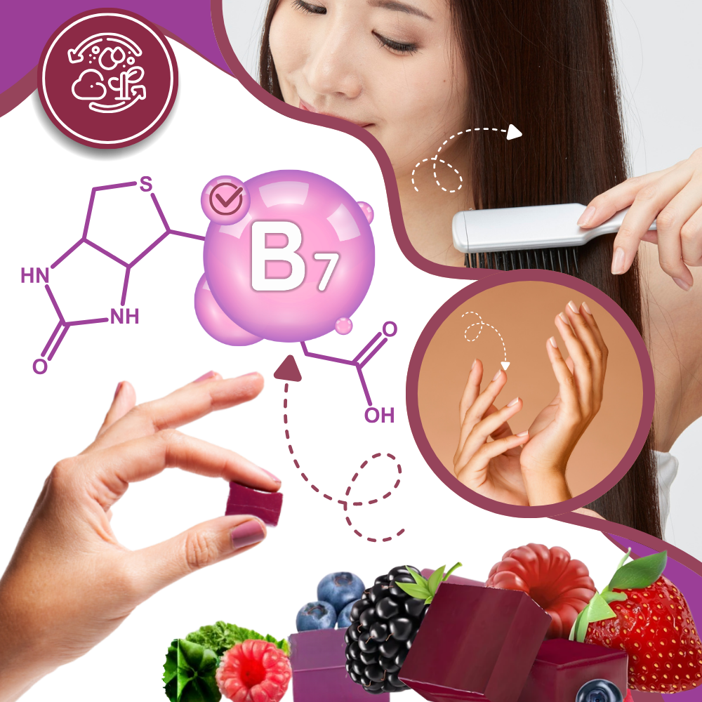 Gummies fruités et enrichis à la biotine pour cheveux - Ozerty
