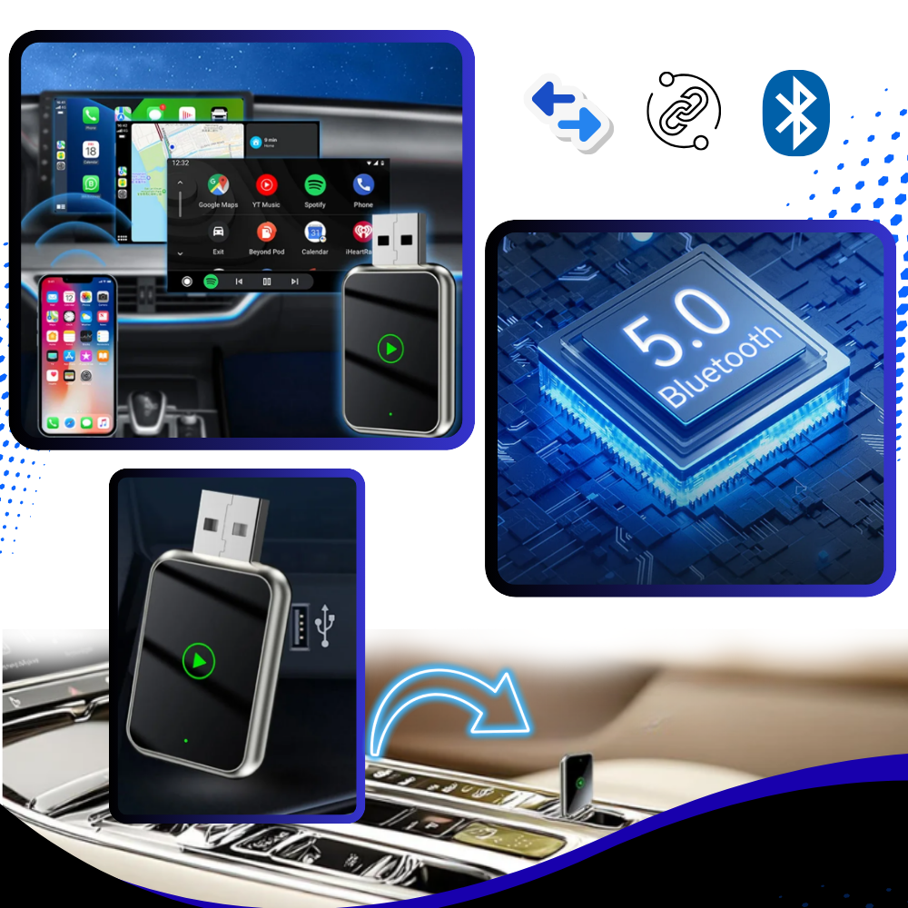 Adaptateur Carplay sans fil fonctionnel et pratique - Ozerty