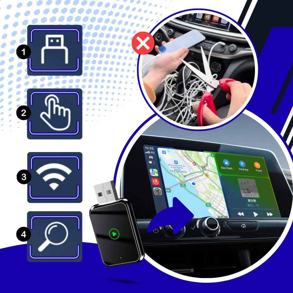 Adaptateur Carplay sans fil fonctionnel et pratique - Ozerty