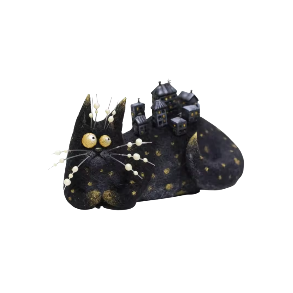 Décoration amusante animal en peluche décoiffé et espiègle -Chat citadin - Ozerty