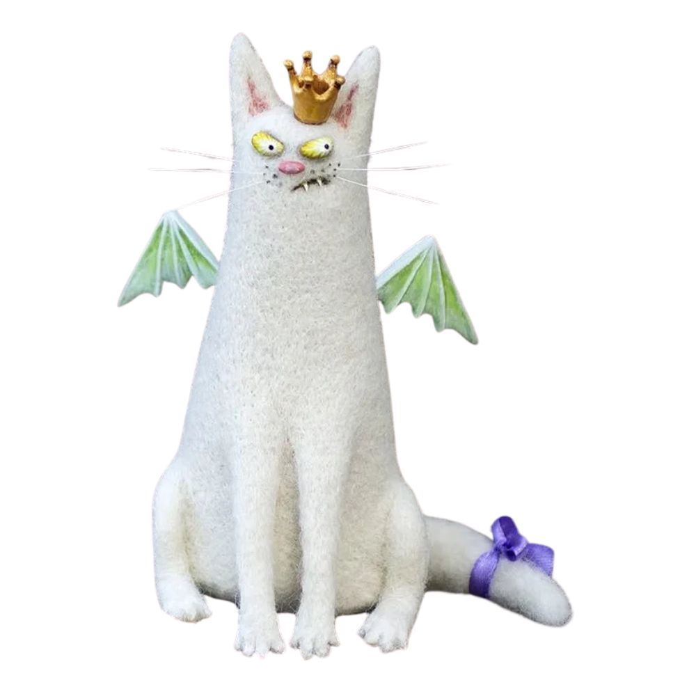 Décoration amusante animal en peluche décoiffé et espiègle -Chat ailé - Ozerty