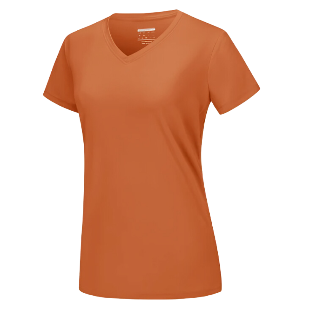 T-shirt rafraîchissant col en V pour femme
-Orange foncé - Ozerty