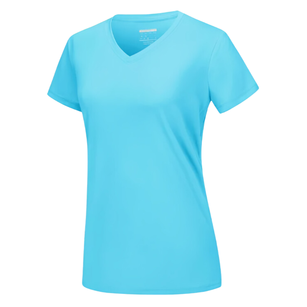 T-shirt rafraîchissant col en V pour femme
-Bleu glacier - Ozerty