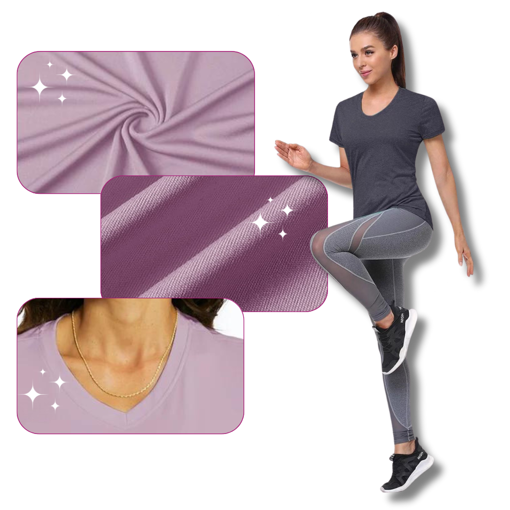 T-shirt rafraîchissant col en V pour femme
- Ozerty