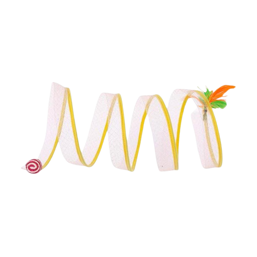 Tunnel compact interactif pour chats
 -Jaune Sisal - Ozerty