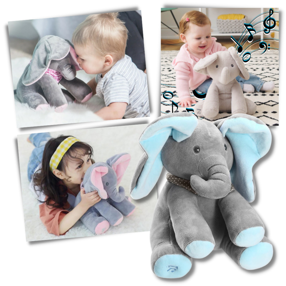 Peluche éléphant cache-cache interactif - Ozerty