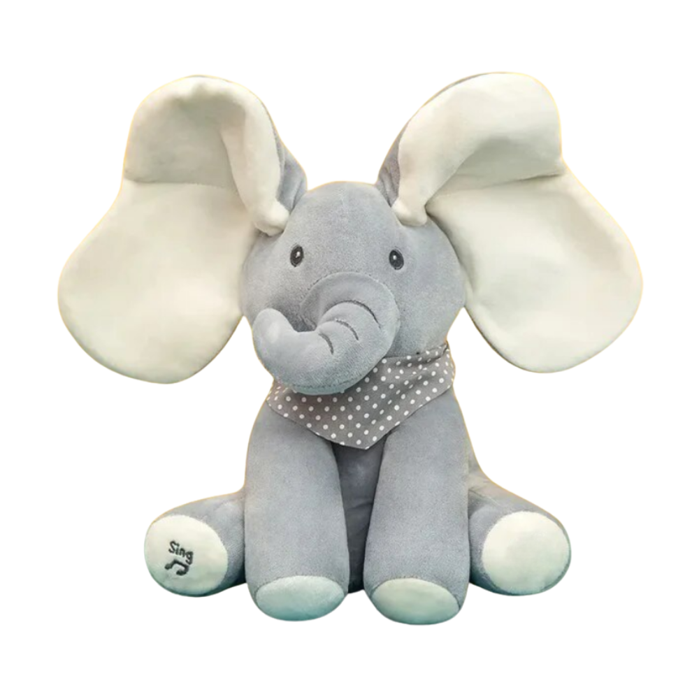 Peluche éléphant cache-cache interactif -Oreilles blanches - Ozerty