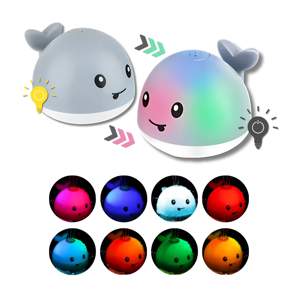 Jouet de bain interactif en forme de baleine avec lumières - Ozerty