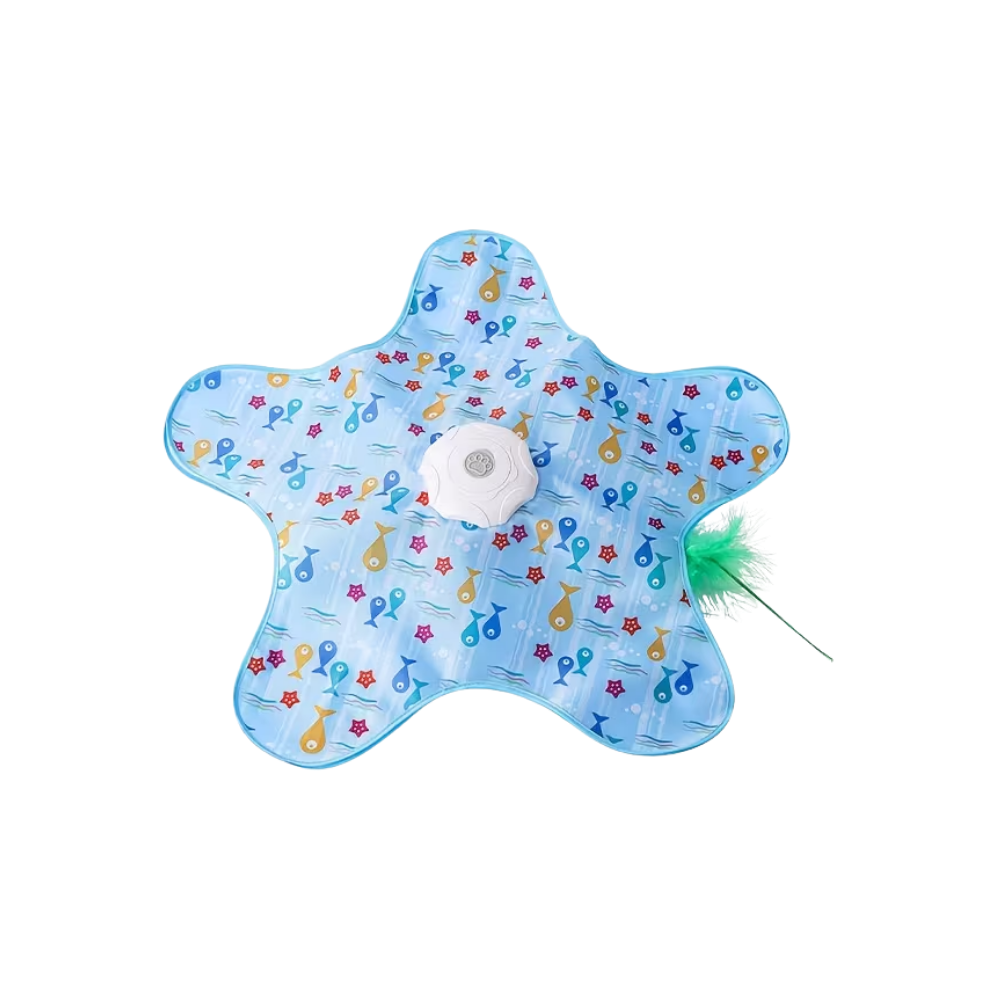 Jouet tapis interactif à plumes pour chatons en phase de dentition -Bleu - Ozerty