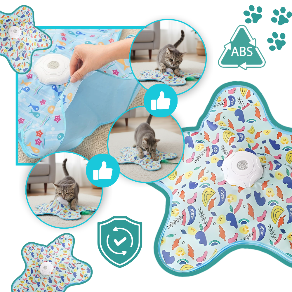 Jouet tapis interactif à plumes pour chatons en phase de dentition - Ozerty