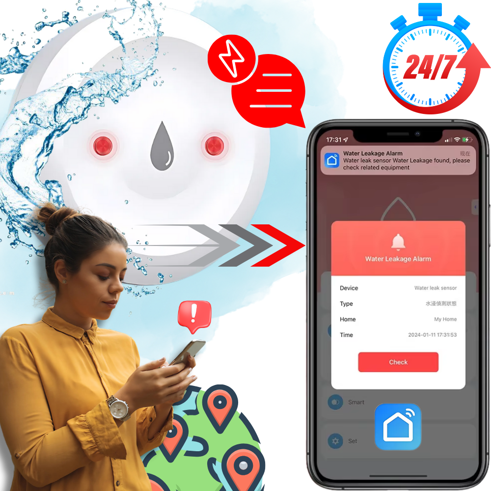 Capteur de fuite d'eau sans fil - Ozerty