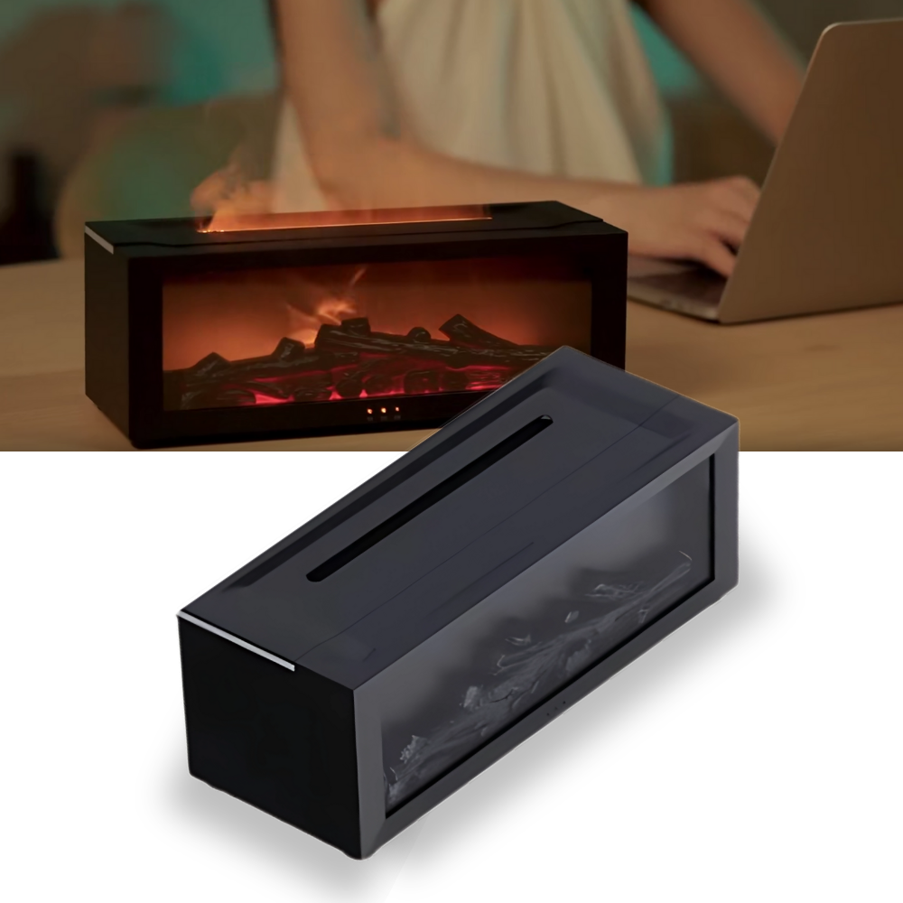 Diffuseur d'huiles essentielles avec simulation de cheminée LED - Ozerty