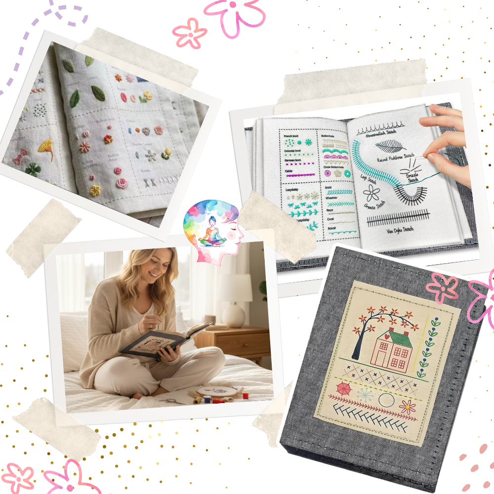 Livre de points de broderie sur lin - Ozerty