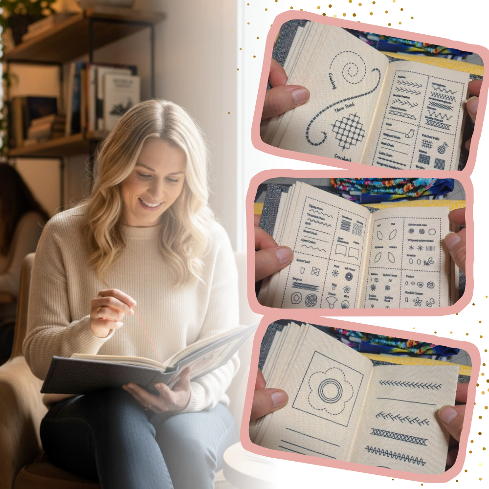 Livre de points de broderie sur lin - Ozerty