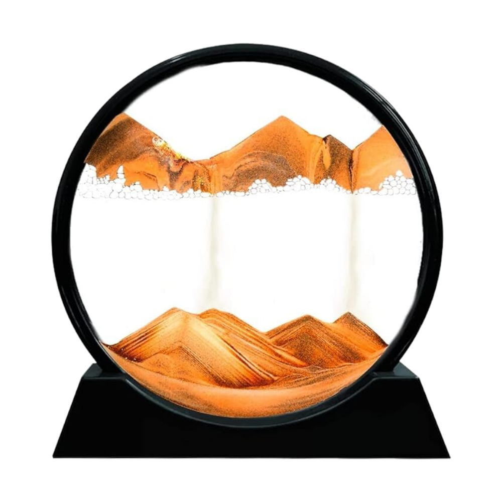 Image d'art de sable en mouvement dynamique -Orange avec cadre noir/25 x 26cm / 12 poucesOrange avec cadre noir/18 x 19cm / 7 pouces - Ozerty