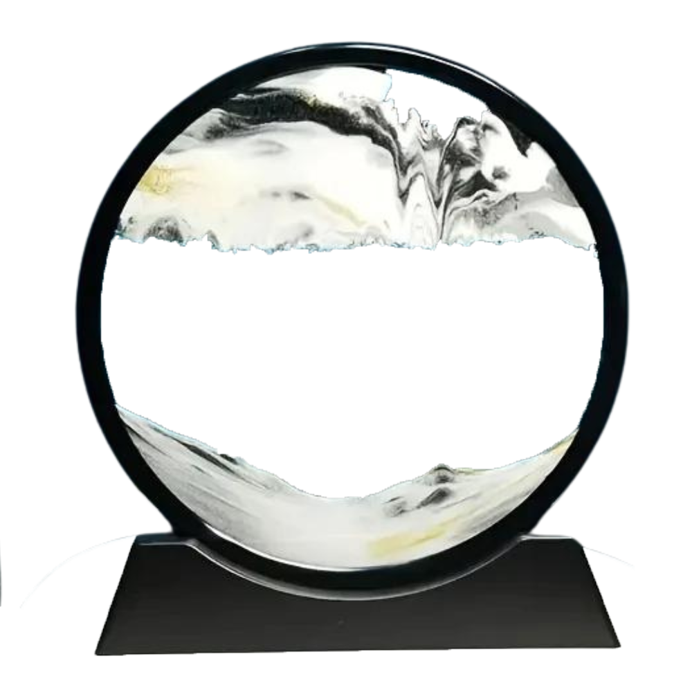 Image d'art de sable en mouvement dynamique -Blanc avec cadre noir/25 x 26cm / 12 poucesBlanc avec cadre noir/18 x 19cm / 7 pouces - Ozerty