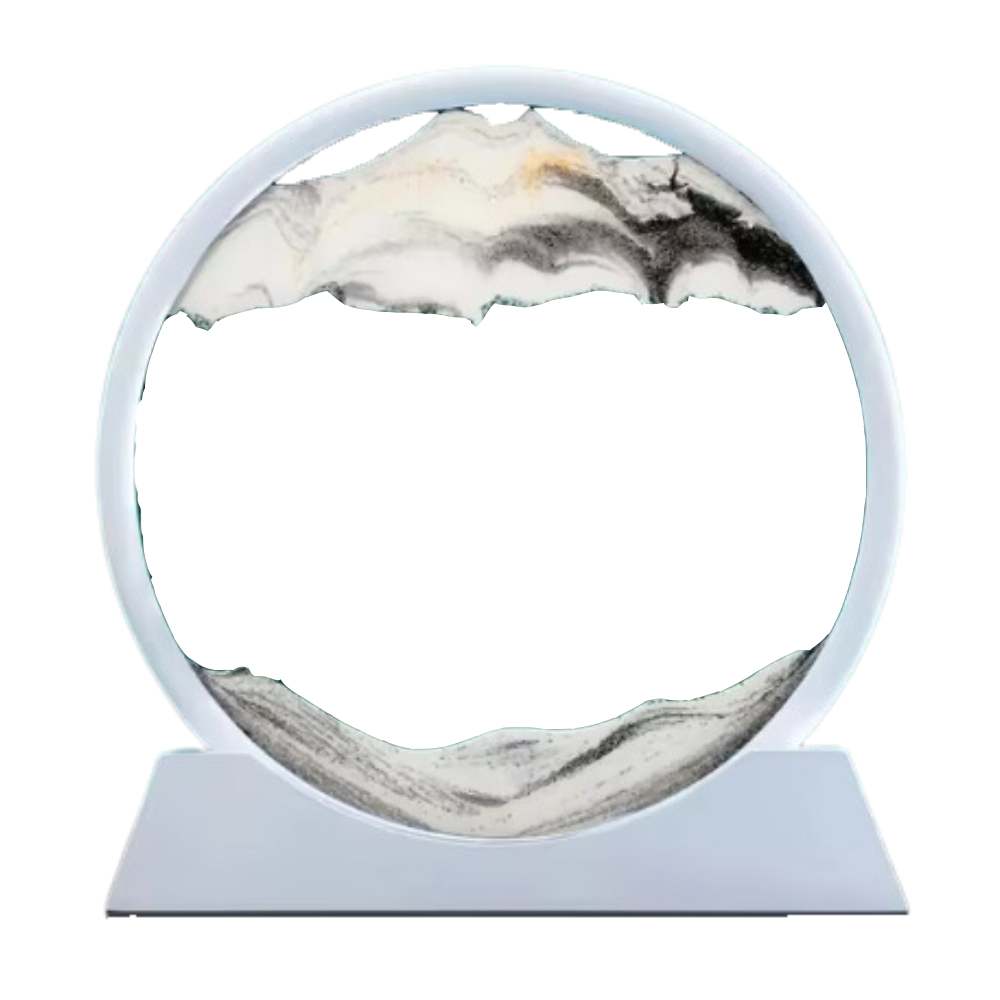 Image d'art de sable en mouvement dynamique -Blanc avec cadre blanc/18 x 19cm / 7 poucesBlanc avec cadre blanc/25 x 26cm / 12 pouces - Ozerty