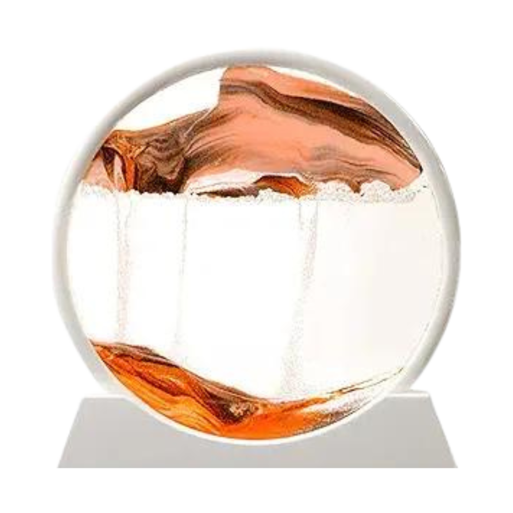 Image d'art de sable en mouvement dynamique -Orange avec cadre blanc/18 x 19cm / 7 poucesOrange avec cadre blanc/25 x 26cm / 12 pouces - Ozerty