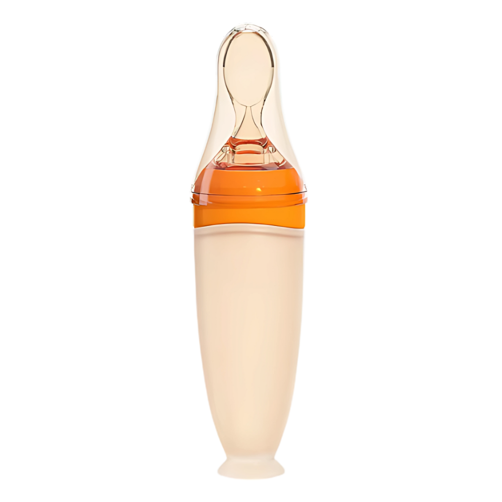 Biberons en silicone avec cuillère anti-débordement -Orange - Ozerty