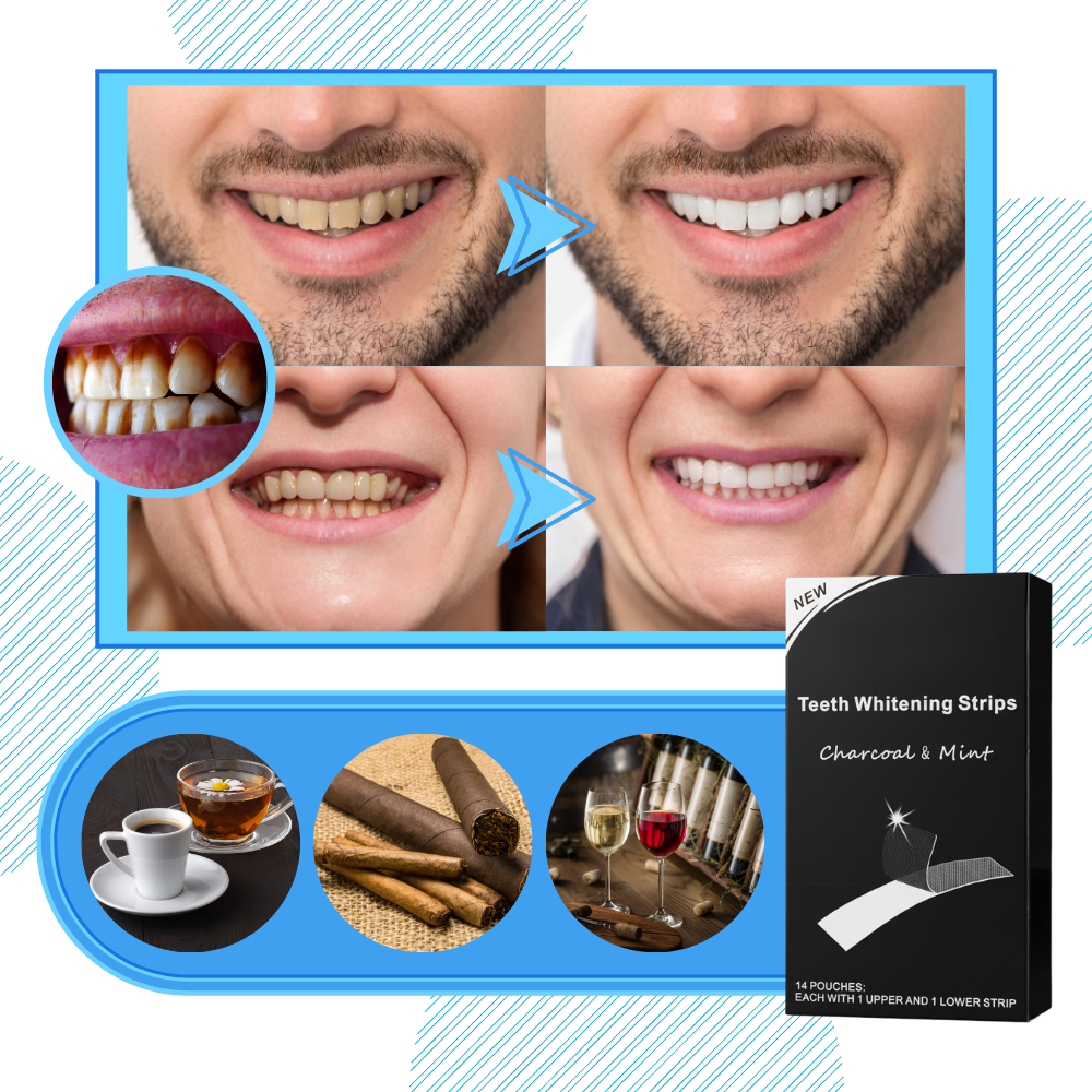 Bandes de blanchiment des dents au charbon et à la menthe - Ozerty