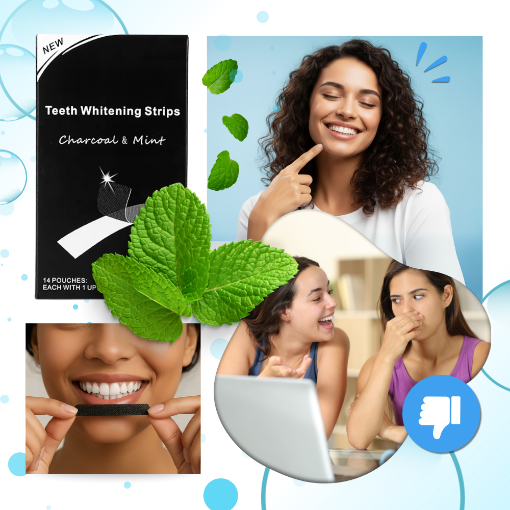 Bandes de blanchiment des dents au charbon et à la menthe - Ozerty