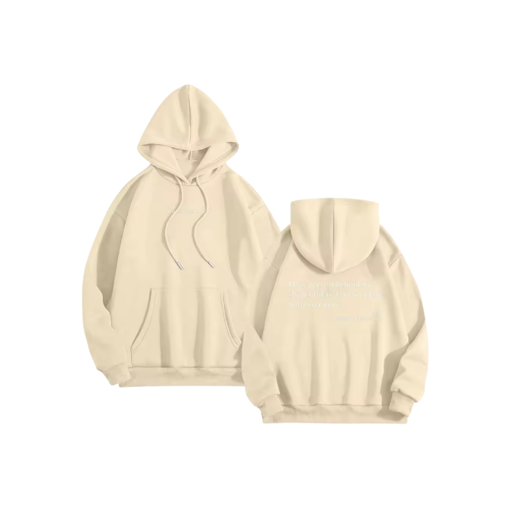 Sweat à capuche oversize pour femmes avec message motivant -Beige - Ozerty