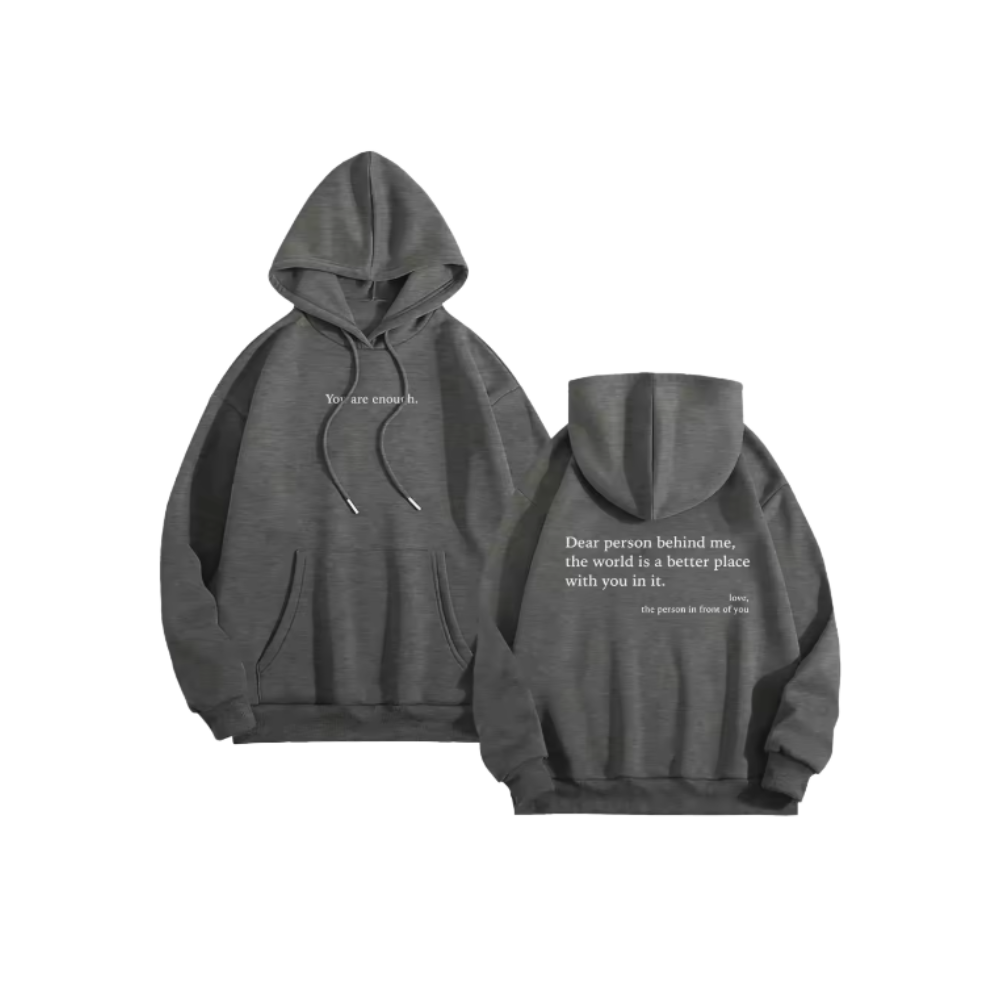 Sweat à capuche oversize pour femmes avec message motivant -Gris foncé - Ozerty
