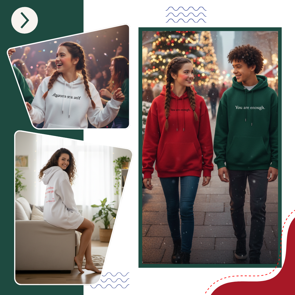 Sweat à capuche oversize pour femmes avec message motivant - Ozerty