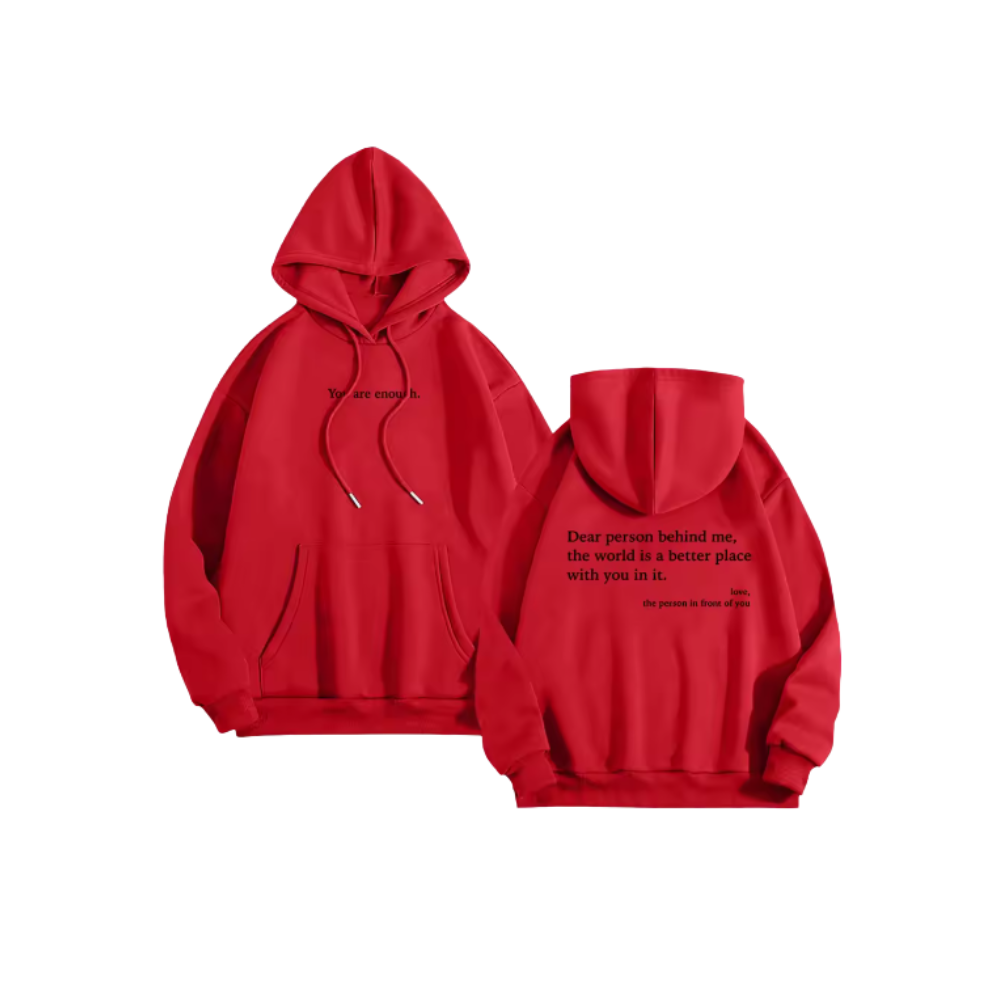 Sweat à capuche oversize pour femmes avec message motivant -Rouge - Ozerty