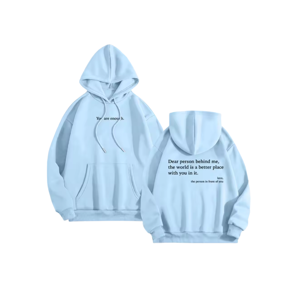 Sweat à capuche oversize pour femmes avec message motivant -Bleu ciel - Ozerty