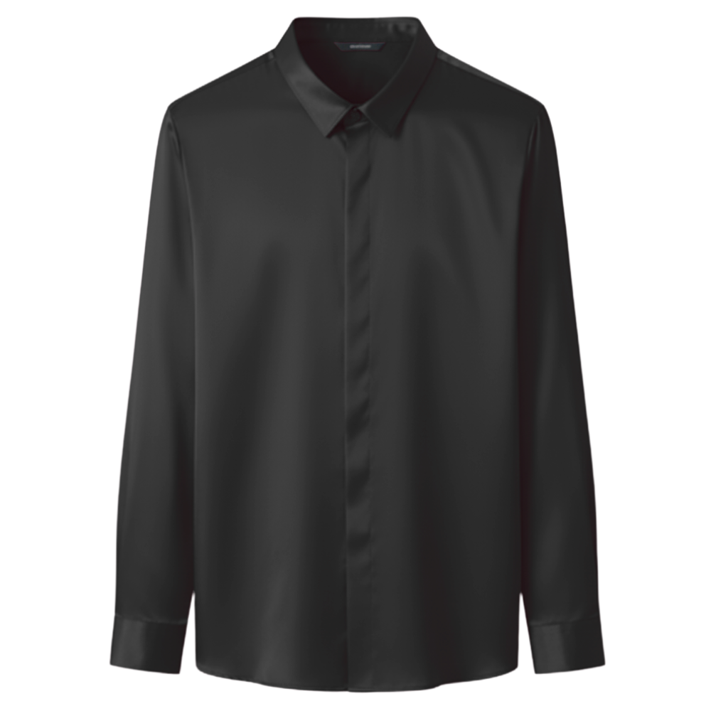 Chemise pour homme en soie mélangée infroissable -Noir - Ozerty