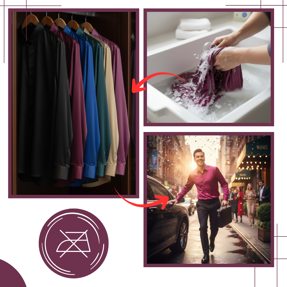 Chemise pour homme en soie mélangée infroissable - Ozerty