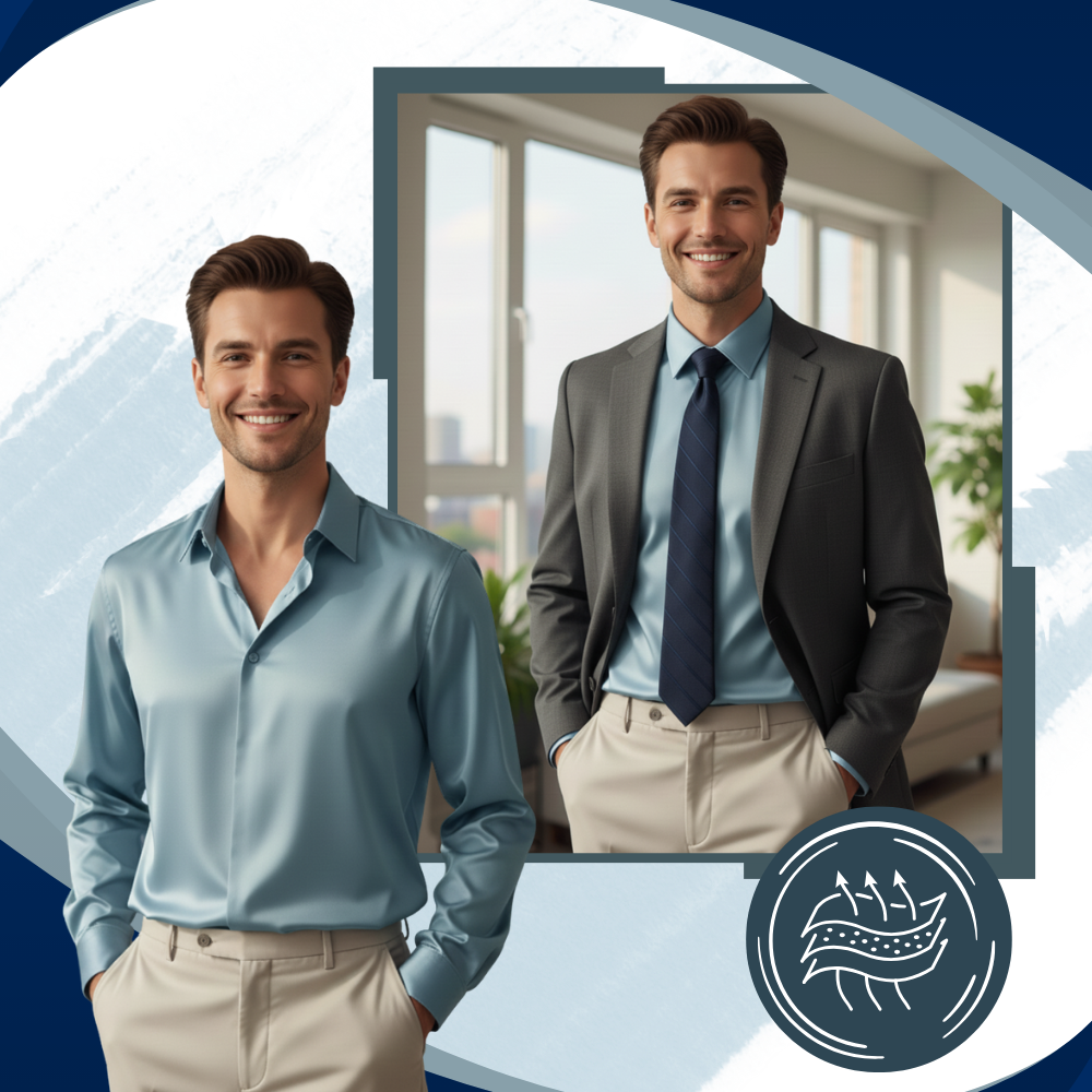 Chemise pour homme en soie mélangée infroissable - Ozerty