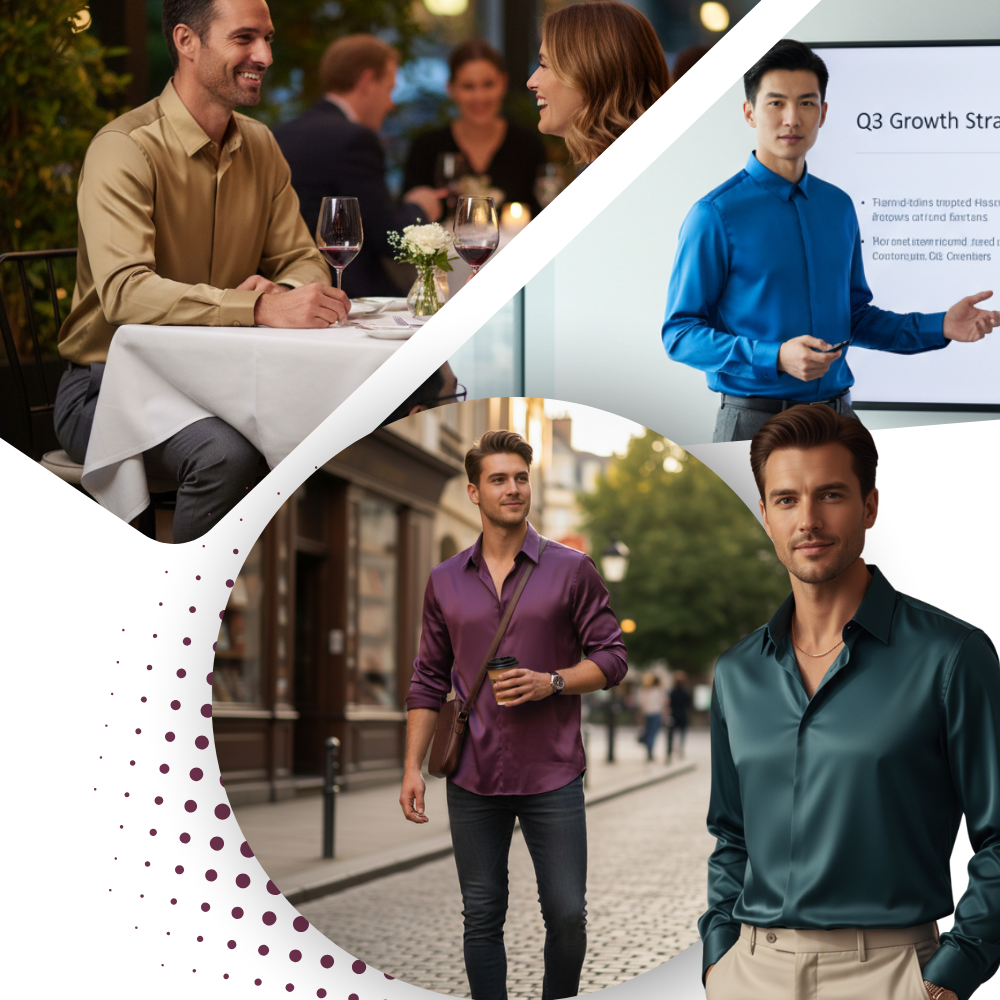 Chemise pour homme en soie mélangée infroissable - Ozerty