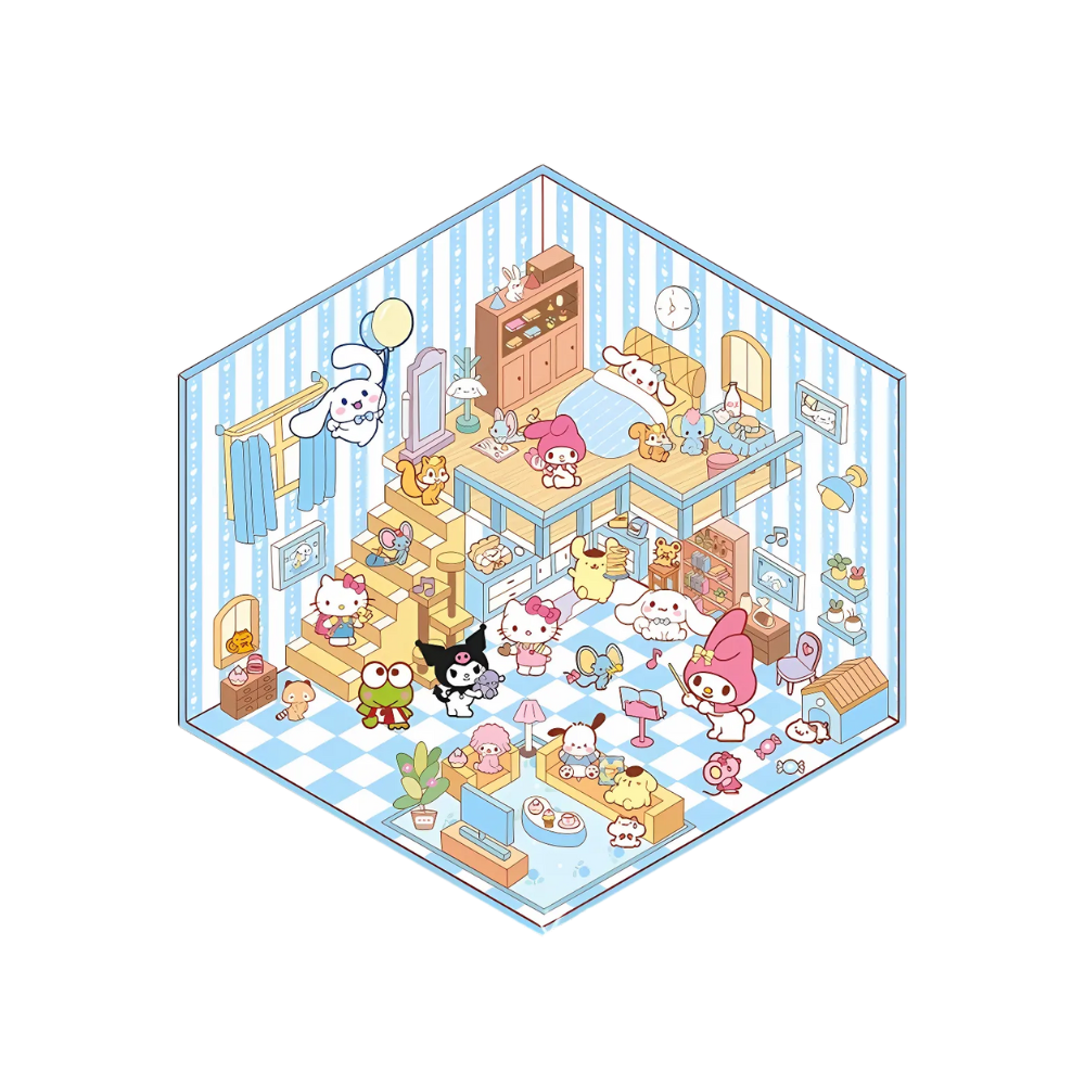 Autocollants Pastels de Mises en Scènes -Maison bleue - Ozerty