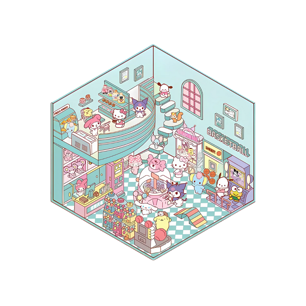 Autocollants Pastels de Mises en Scènes -Maison verte - Ozerty