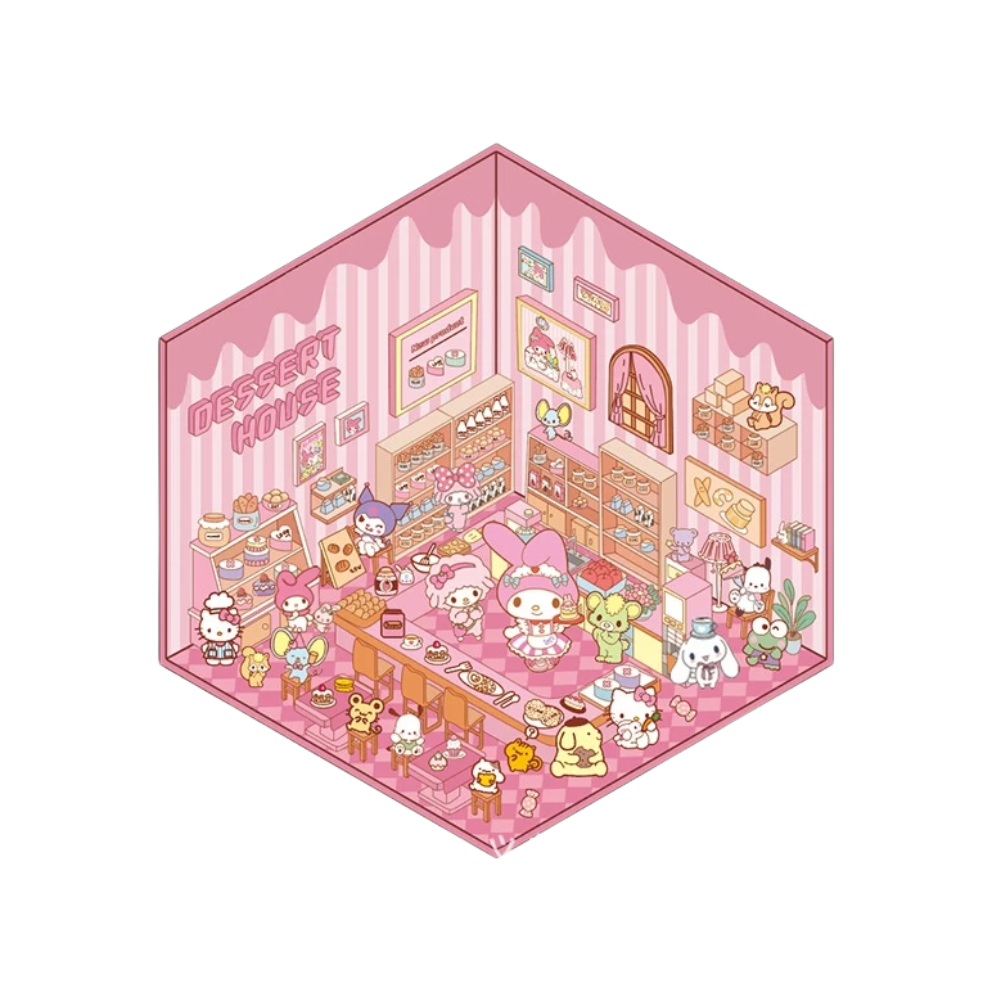 Autocollants Pastels de Mises en Scènes -Maison rose - Ozerty