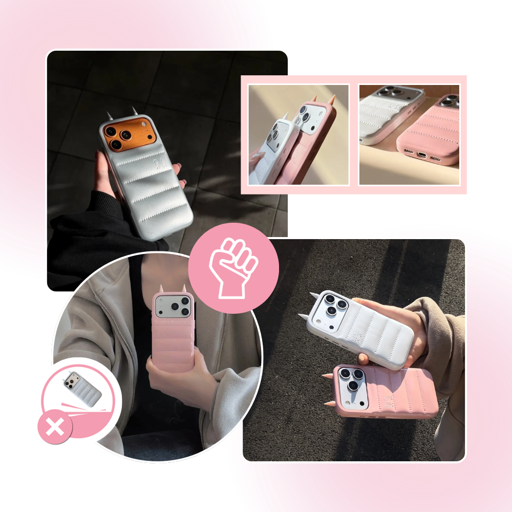 Coque téléphone matelassée à cornes Puffer Horn - Ozerty