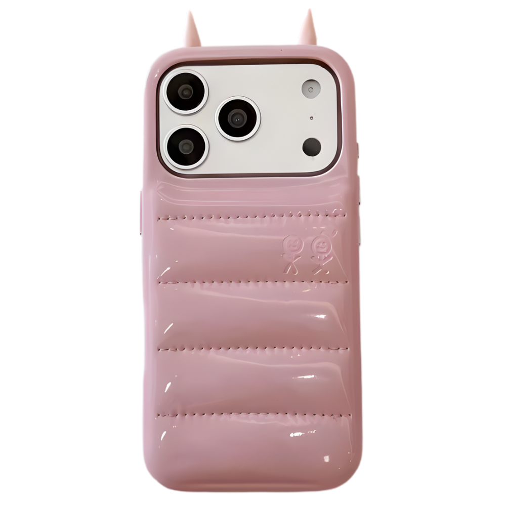 Coque téléphone matelassée à cornes Puffer Horn -Rose - Ozerty