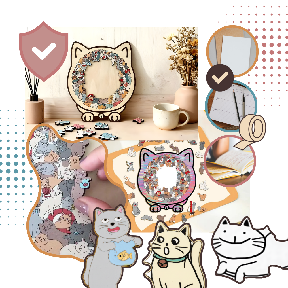 Puzzle en bois relaxant chat - Ozerty