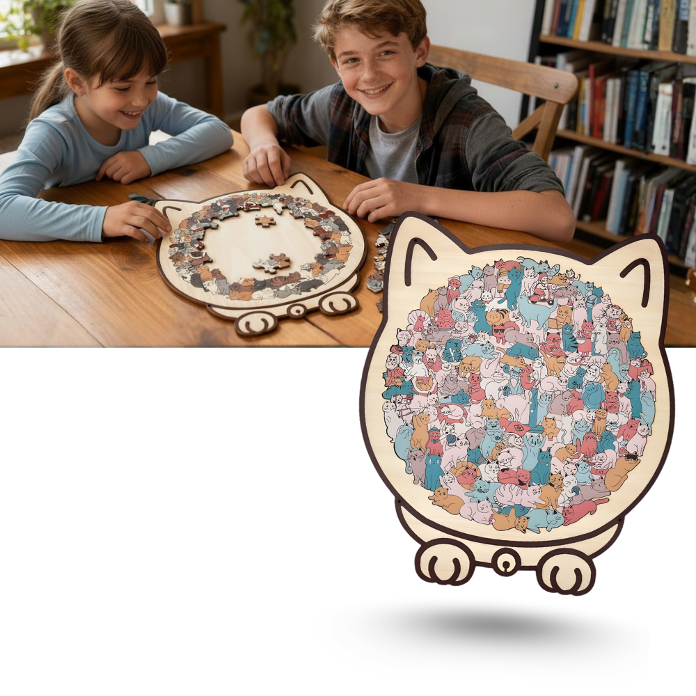 Puzzle en bois relaxant chat - Ozerty