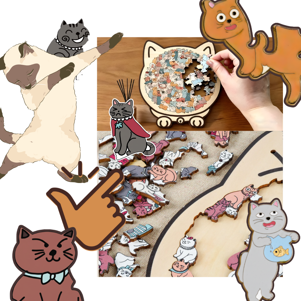 Puzzle en bois relaxant chat - Ozerty