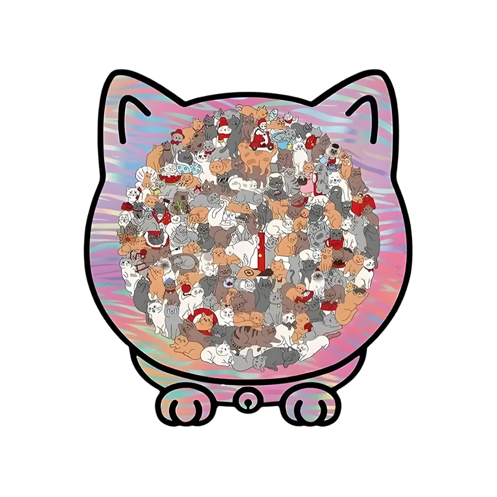 Puzzle en bois relaxant chat -Chat arc-en-ciel - Ozerty